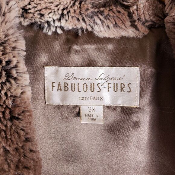 Fabulous Furs Faux Fur Vest Womens 3X Brown Super Soft Wrap Lined Cozy Layering - Picture 5 of 10